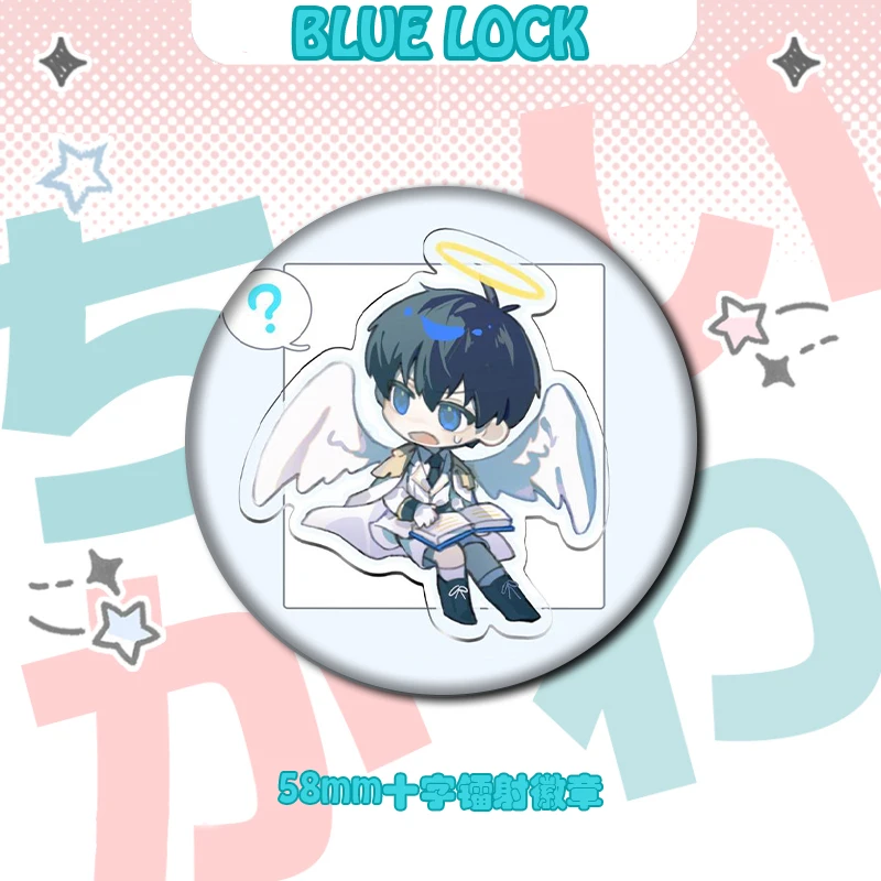 Anime BLUE LOCK Isagi Yoichi MICHAEL KAISER Cosplay Tinplate Laser Badge Exquisite Brooch Xmas Birthday Gift Backpack Decoration