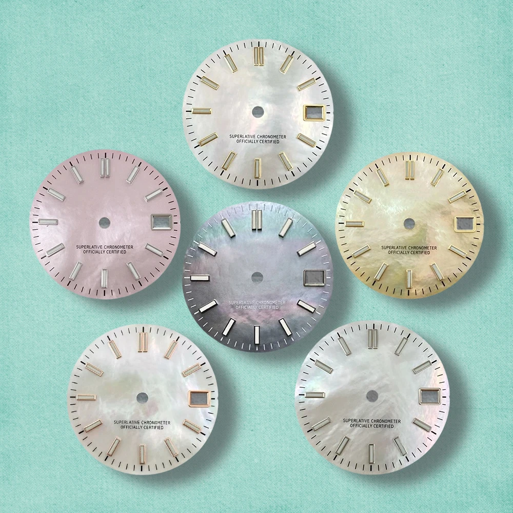 

28.5mm S Logo Fritillaria Dial Fit NH35/NH36/4R/7S Japanese Movement Green Luminous High-Quality Watch Modification Accessories