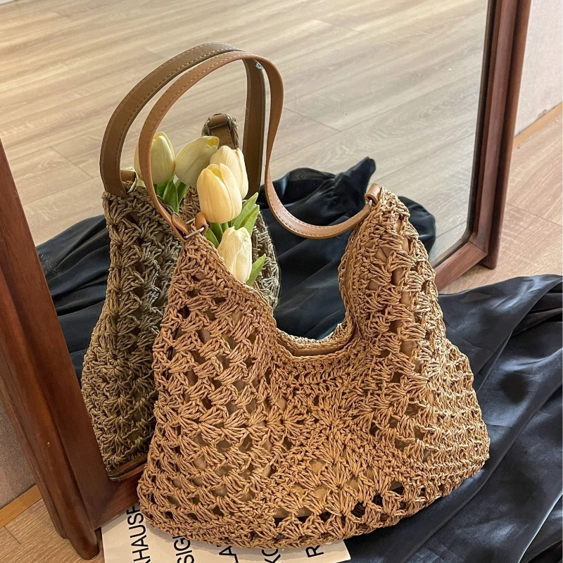 

Large Capacity Woven Tote Bags for Women Summer Beach Vacation Crossbody Versatile and Suitable for All Occasions Storage Bags