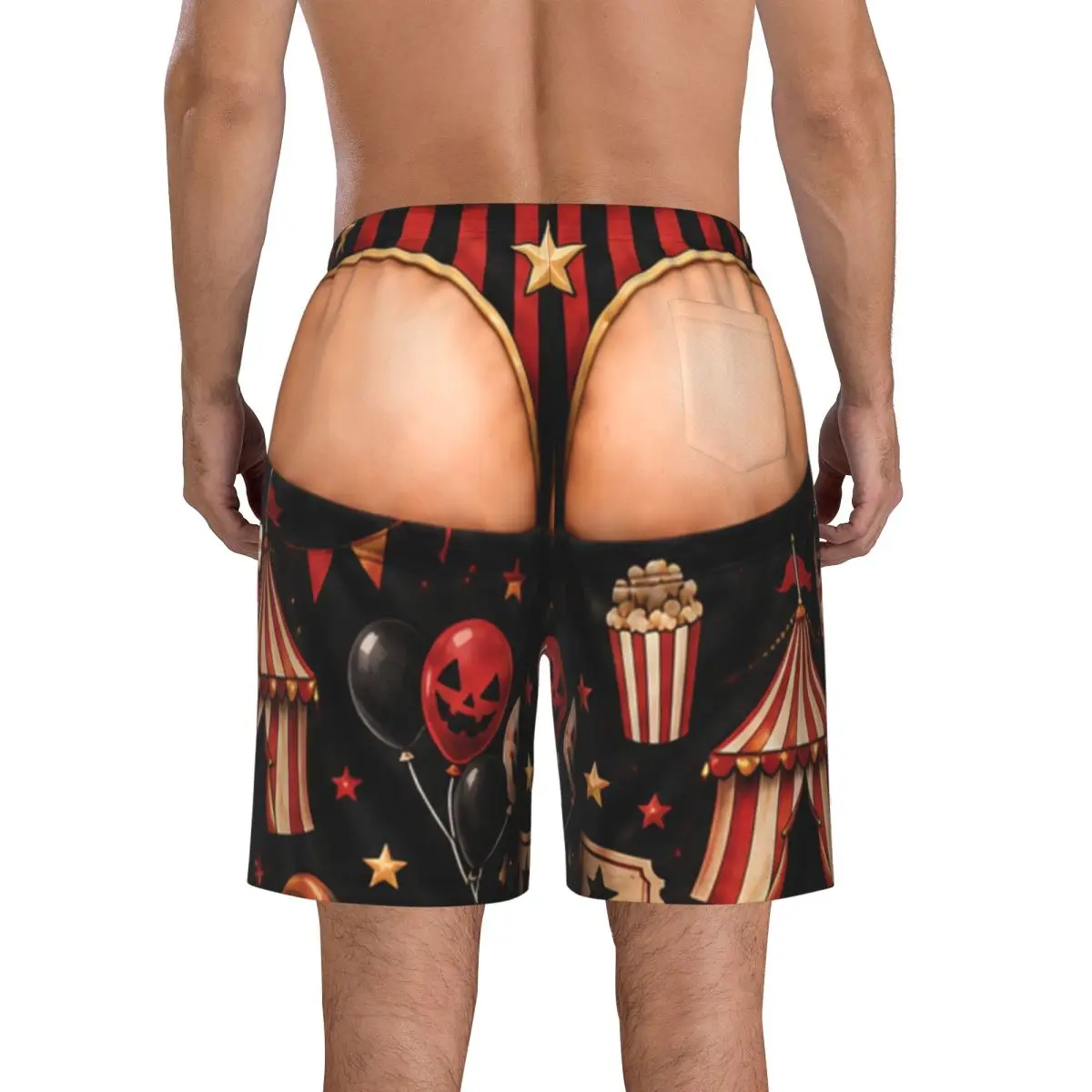 Funny Sexy Halloween Spider Web Spooky Gothic Raven Witchy Zombie Pumpkin Men's Swim Trunks Quick Dry Beach Shorts
