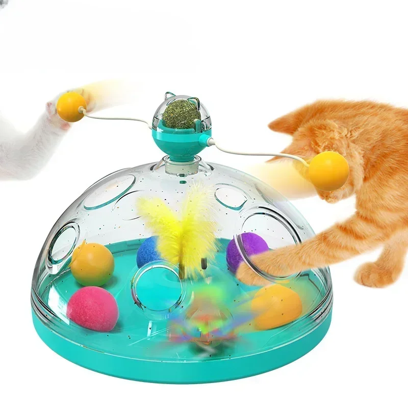 

Cat Toy Tower Track Rotating Toy Interactive Cat Intelligence Training Play Pan Tower Pet Supplies Cat Tunnel Catnip Pet treats