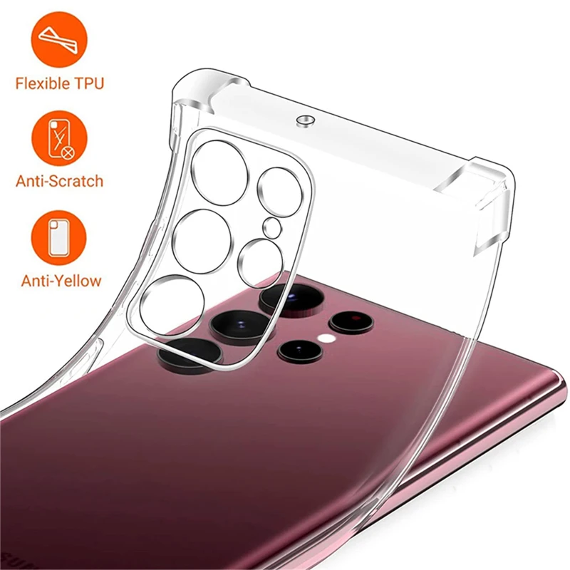 Shockproof Clear Silicone Soft Back Case For Samsung Galaxy S25 S24 S23 S22 Ultra Plus Phone Cases Covers image 4