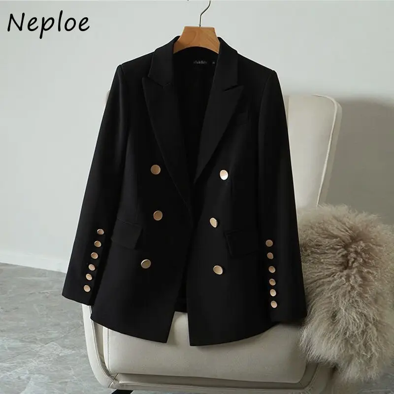 Neploe elegante doppiopetto 2024 primavera nuovi Blazer donna manica lunga colletto dentellato cappotti donna ufficio Lady Blazer giacche