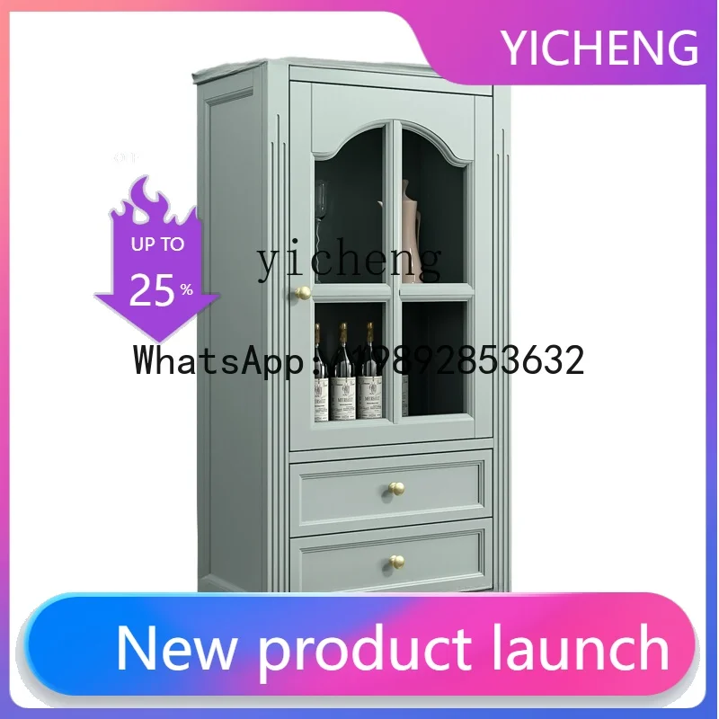 

Solid Wood Wine Cabinet Display TV Side Cabinet Living Room Furniture High Cabinet Household Storage