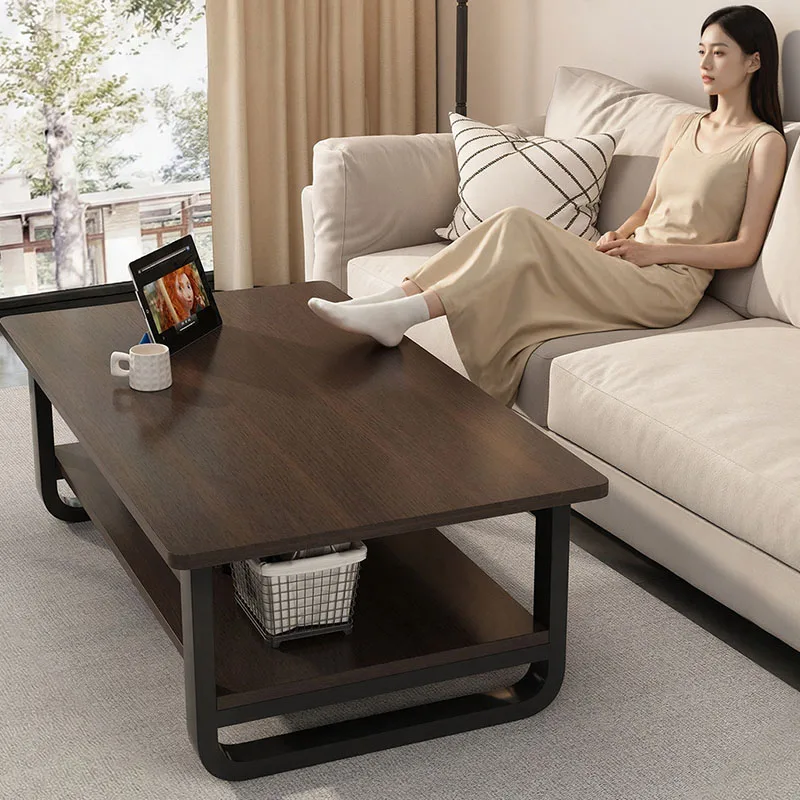 Cheap Wooden Coffee Table Big Size Rectangle Interior Living Room Accent Side Table Creative Kaffee Tische Postmodern Furniture