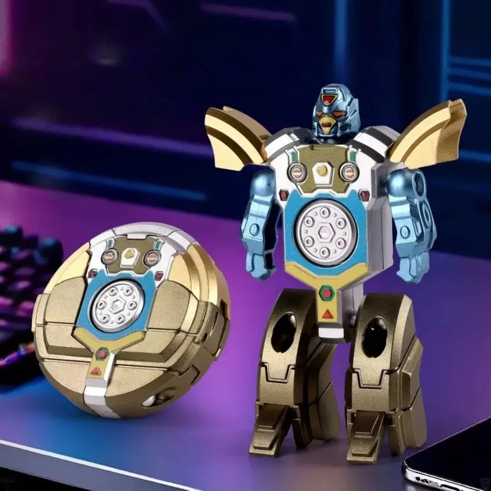 2 em 1 robô transformador fidget spinner, brinquedo de dedo de metal para alívio do estresse, modelo de figura de ação legal para meninos e crianças