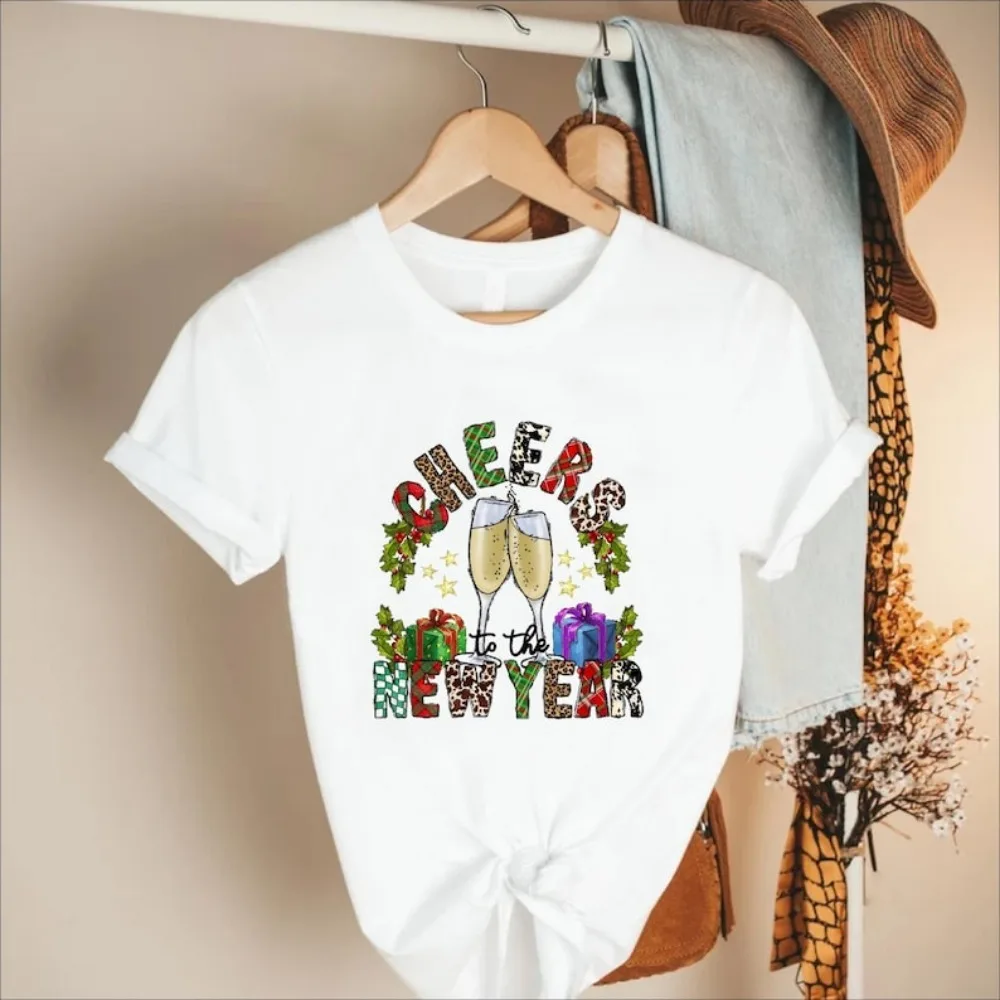 

Toasting New Year's Happy Graphic T-shirt for Men Women Celebrating New Year Party 2026 Toasting Short-Sleeve Tshirt Casual Wear