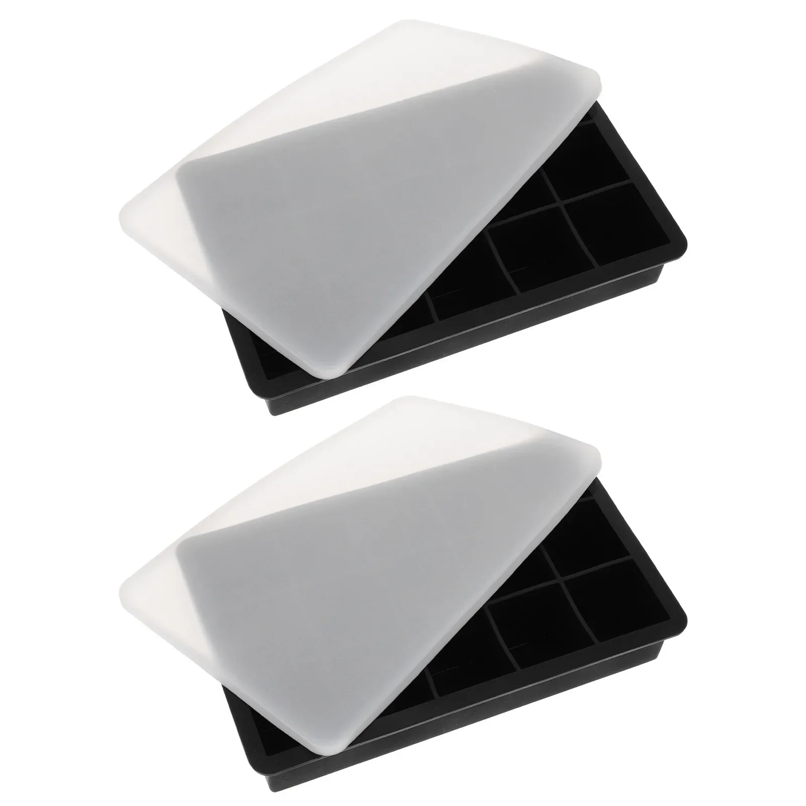 

2Pcs Ice Cube Molds Silicone Nonstick Tray with Lid for Summer Cocktails Whiskey Coffee Household Ice Makers Tray