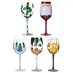 450ml Christmas Wine Glasses Santa Claus Christmas Tree Pine Needles Red Wine Christmas Glasses for Wine Champagne Juice