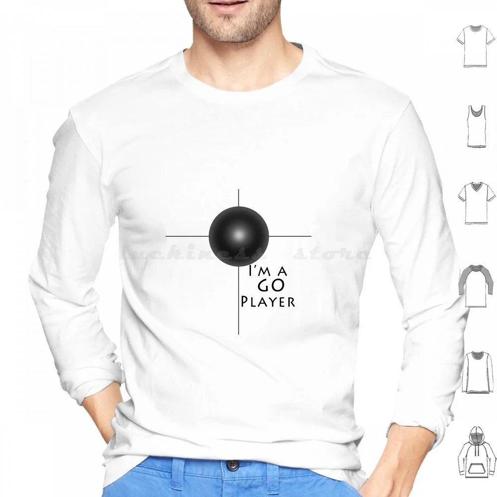 Igo Player Hoodies Long Sleeve Go Game Black And White Board Game Go Baduk Weiqi Hikaru No Go