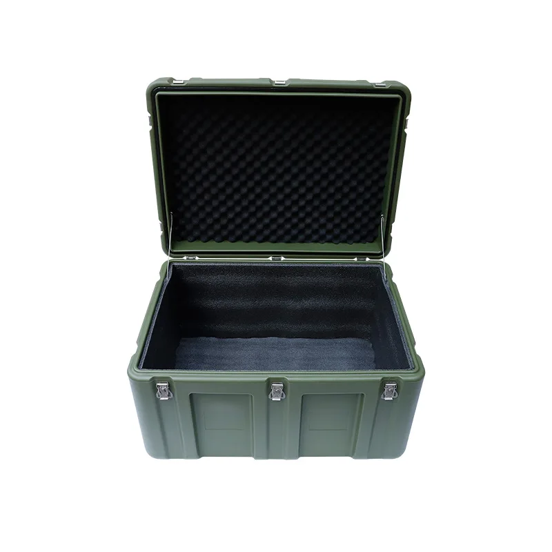 Caja de preparación de combate verde militar, caja de munición anticaída y a prueba de humedad, caja de herramientas moldeada por rollo, 80x60x50cm