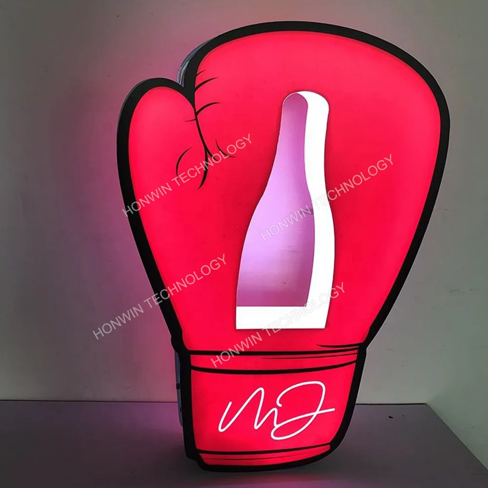 

NIGHTCLUB LIGHT UP PARTY MAULER LED BOXING GLOVES FIST PALM CHAMPAGNE BOTTLE PRESENTER GLORIFIER NEON SIGN GLORIFIER VIP SERVICE