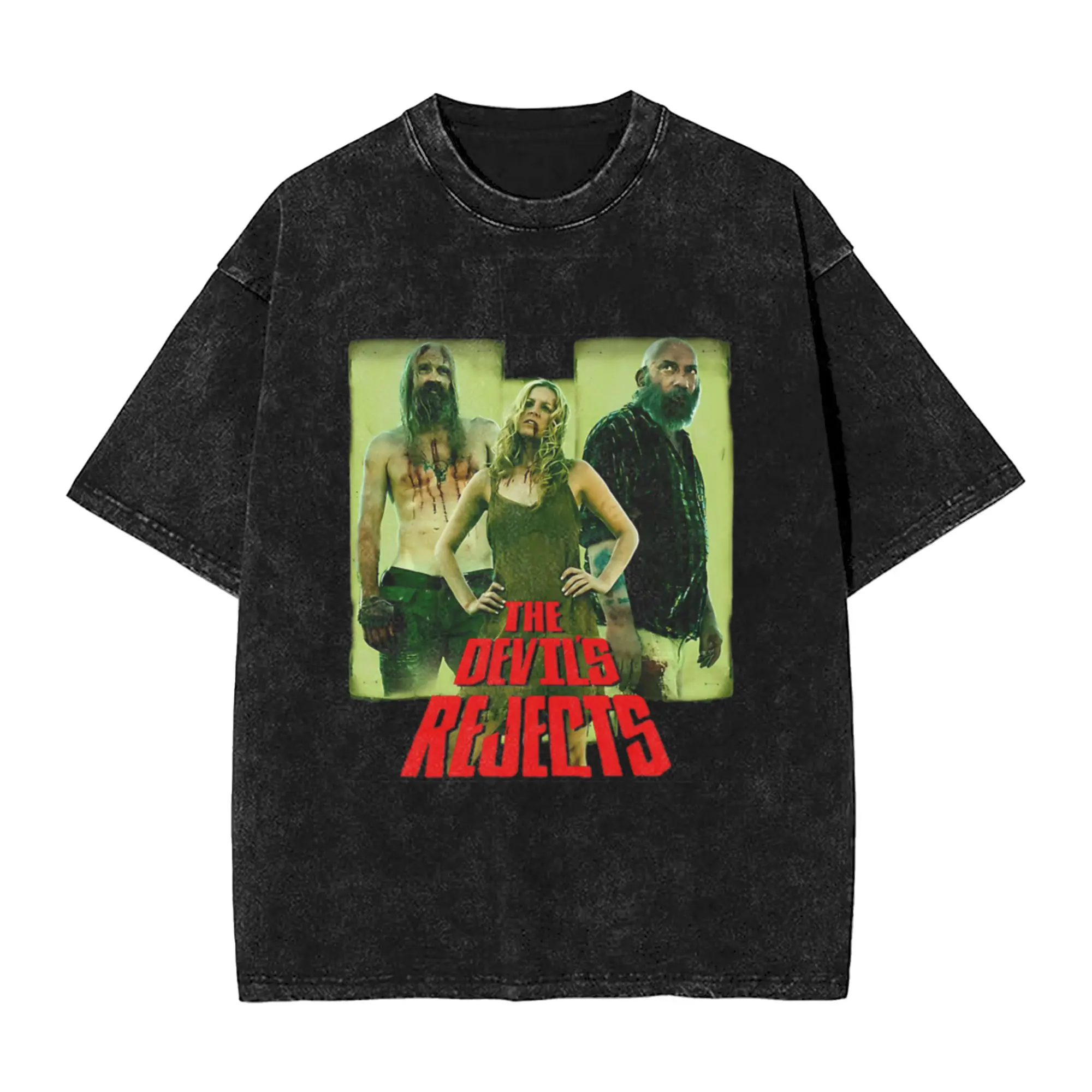 Vintage Grunge Slasher Outlaws Graphic Art Unique Chic A Washed T Shirt Men's Women's Oversized Cotton Tees Tops