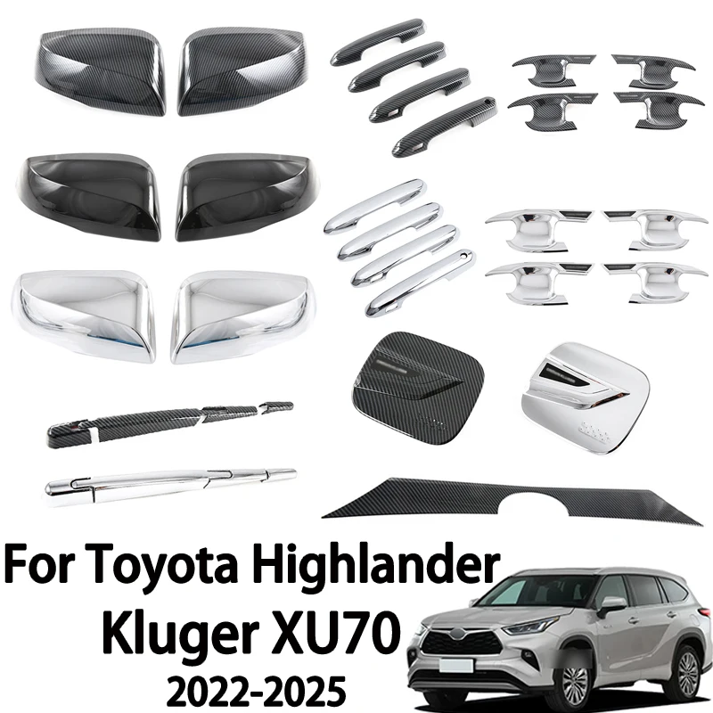 

For Toyota Highlander Kluger XU70 2022-2025 Carbon Fiber Grain Rearview Mirror Cover Door Handle Bowl Trim Exterior Accessories