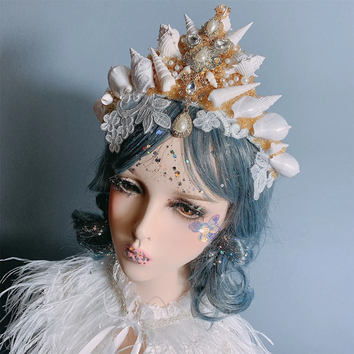 Vintage Mermaid Princess Crown Party Favors Shell Fairy Spirit Headwear Carnival Cosplay Photography Elf Bride Headdress