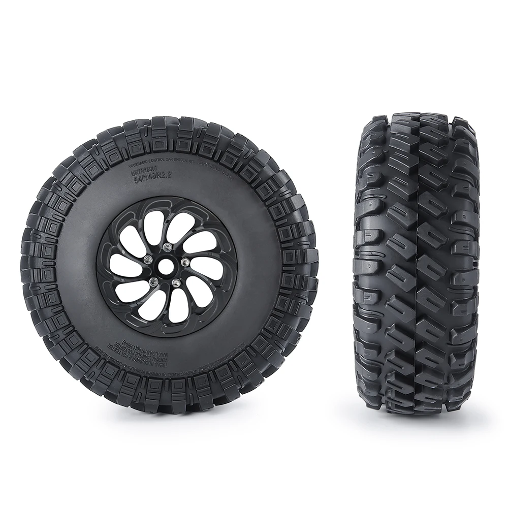 YEAHRUN 4Pcs 2.2 inch Metal Alloy Beadlock 41mm Wheel Rims & 140mm Rubber Tires for Axial Wraith RBX10 1/10 RC Crawler Car