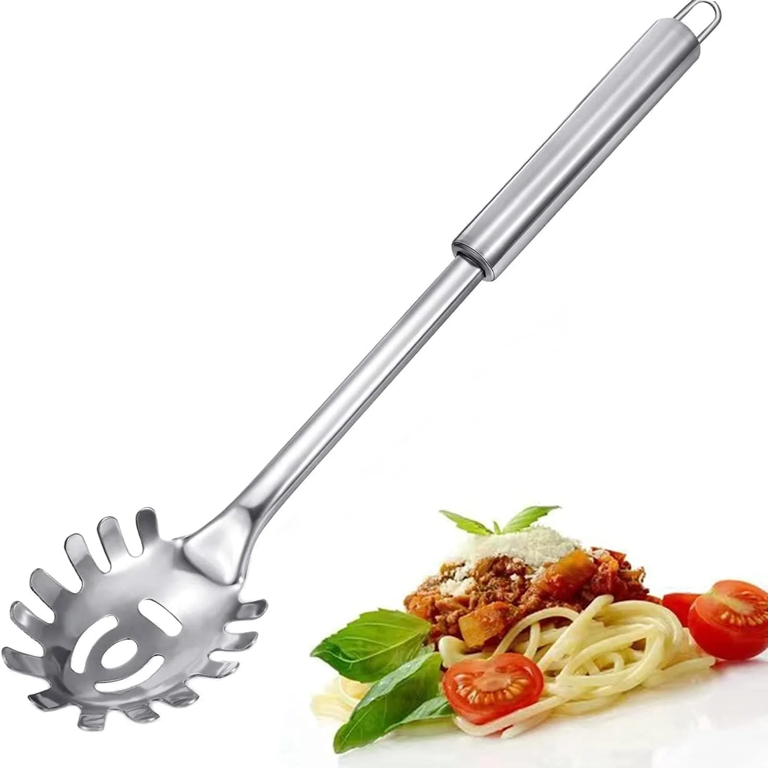 Pasta Fork, Pasta Spoon, Spaghetti Sever, Durable Stainless Steel Pasta Server, Spaghetti Spoon Server, Heat Resistant, 12 inch