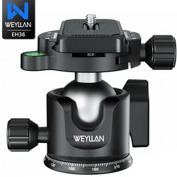 WEYLLAN EH36 Tripod Ball Head Low Profile Tripod Head Metal Lower Gravity Center Design Smooth Operation Max Load 15kg/33lbs NEW