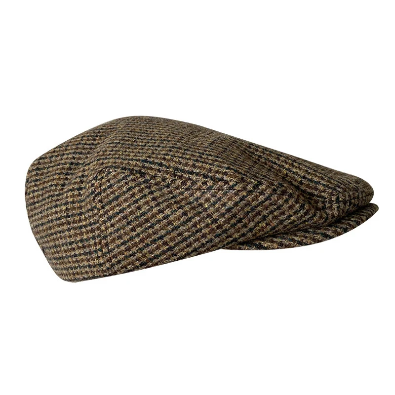 New Wool Flat Cap Men\'s Golf Cabbie Hat Gatsby Ivy Cap Irish Hunting Hat Newsboy Driver Cabbies Beret 09