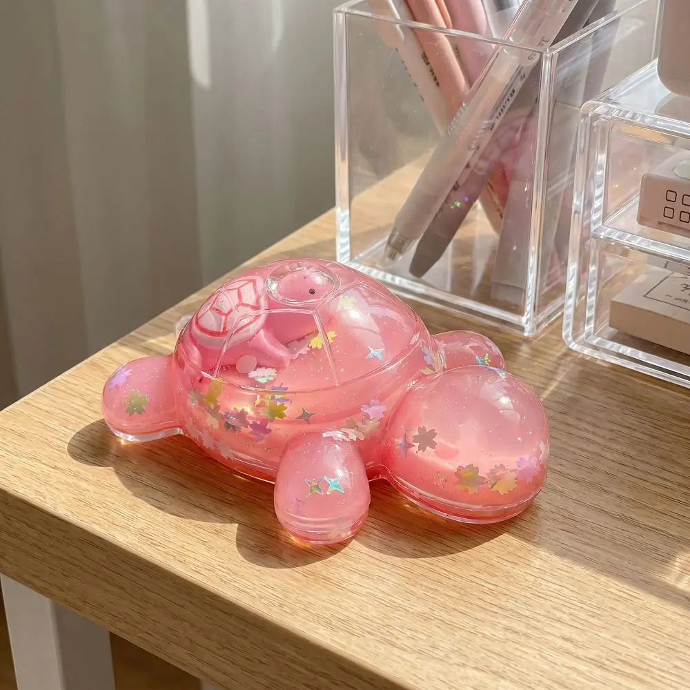 Creative Cartoon Turtle Cute Flash Flowing Sand Miniature Tortoise Statue Lovely Mini Quicksand Turtle Figurine