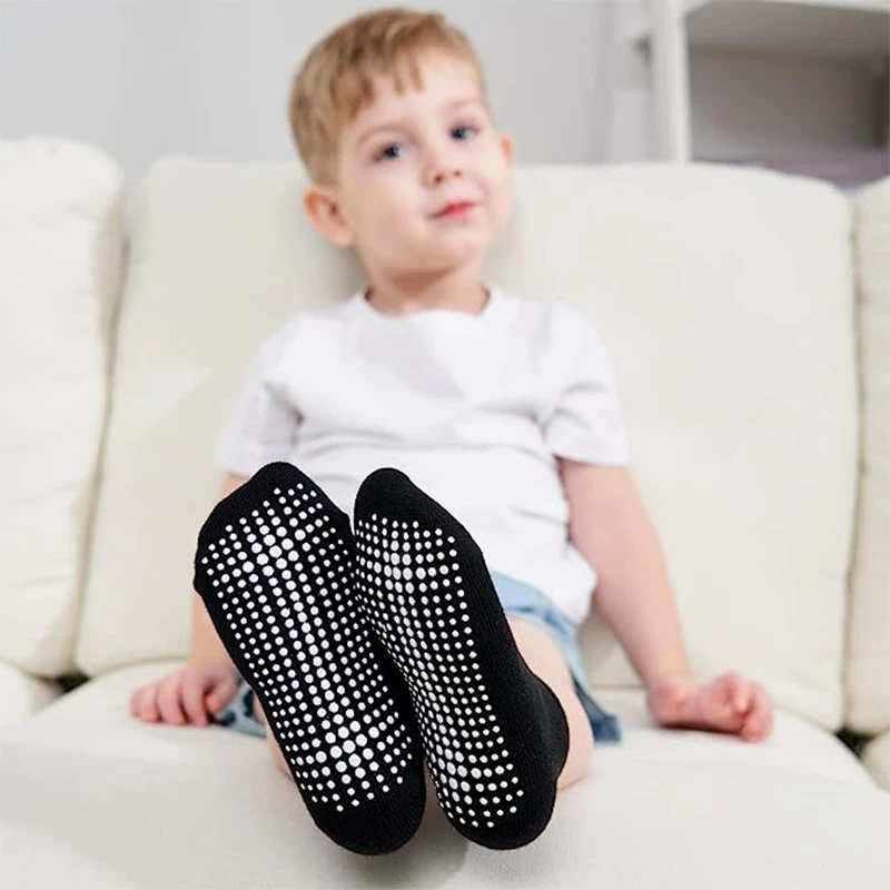 Calcetines de agarre con suelas antideslizantes para niños, medias de moda para niños pequeños, niños, niñas, 0 a 7 años, lote de 6 pares