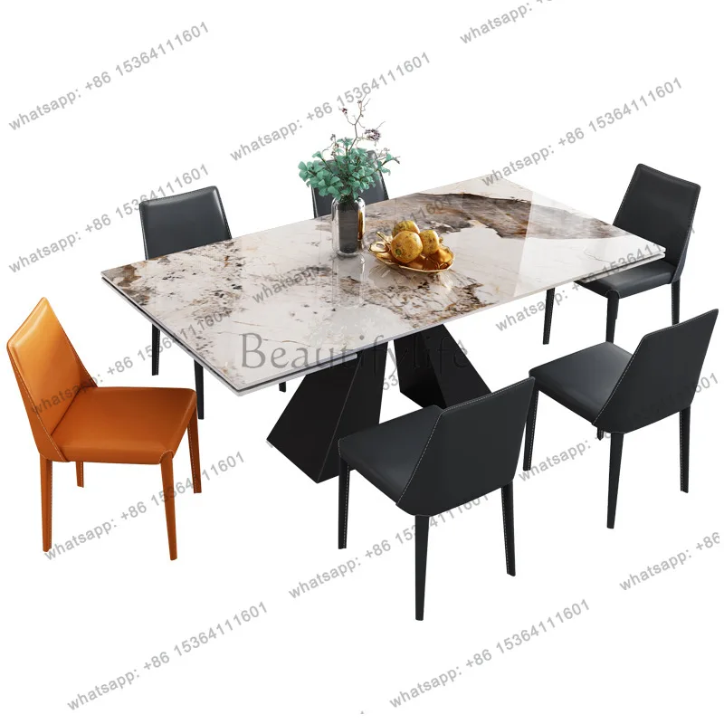 

Italian rock slab retractable dining table minimalist Nordic modern simple light luxury dining table bright Pandora