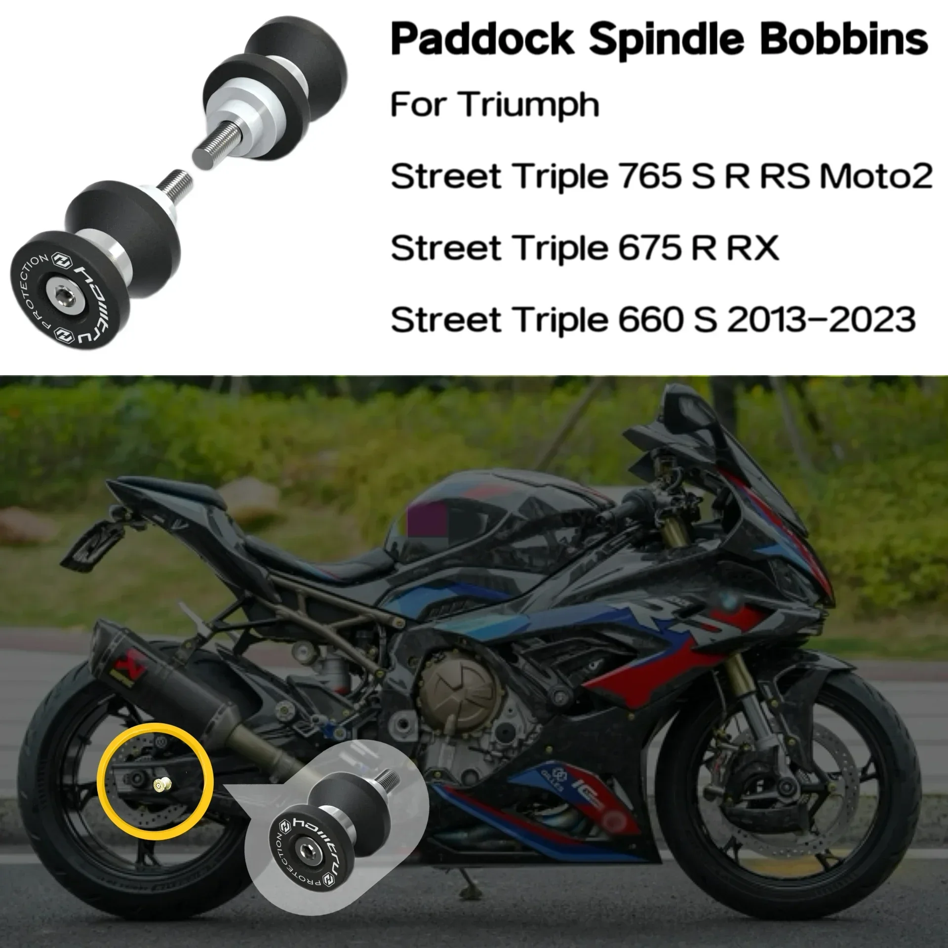 Paddock Spindle Bobbins For Triumph Street Triple 765/675/660 S R RS RX Moto2 2013-2022 2023 High Quality Motorcycle Accessories