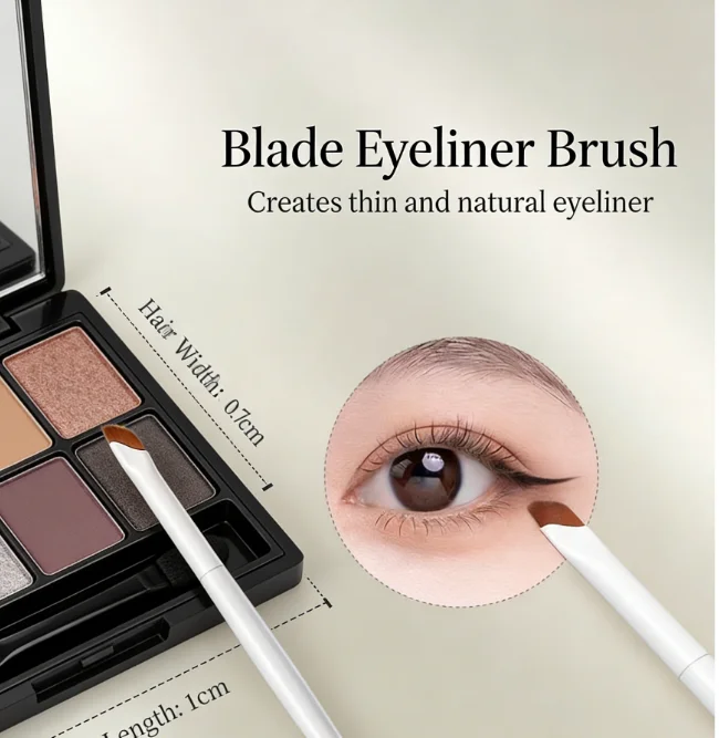 Profesjonalny pędzel do eyelinera, ultracienki, precyzyjny, skośny, płaski, miękki pędzel do konturowania brwi, przenośne narzędzia do makijażu.