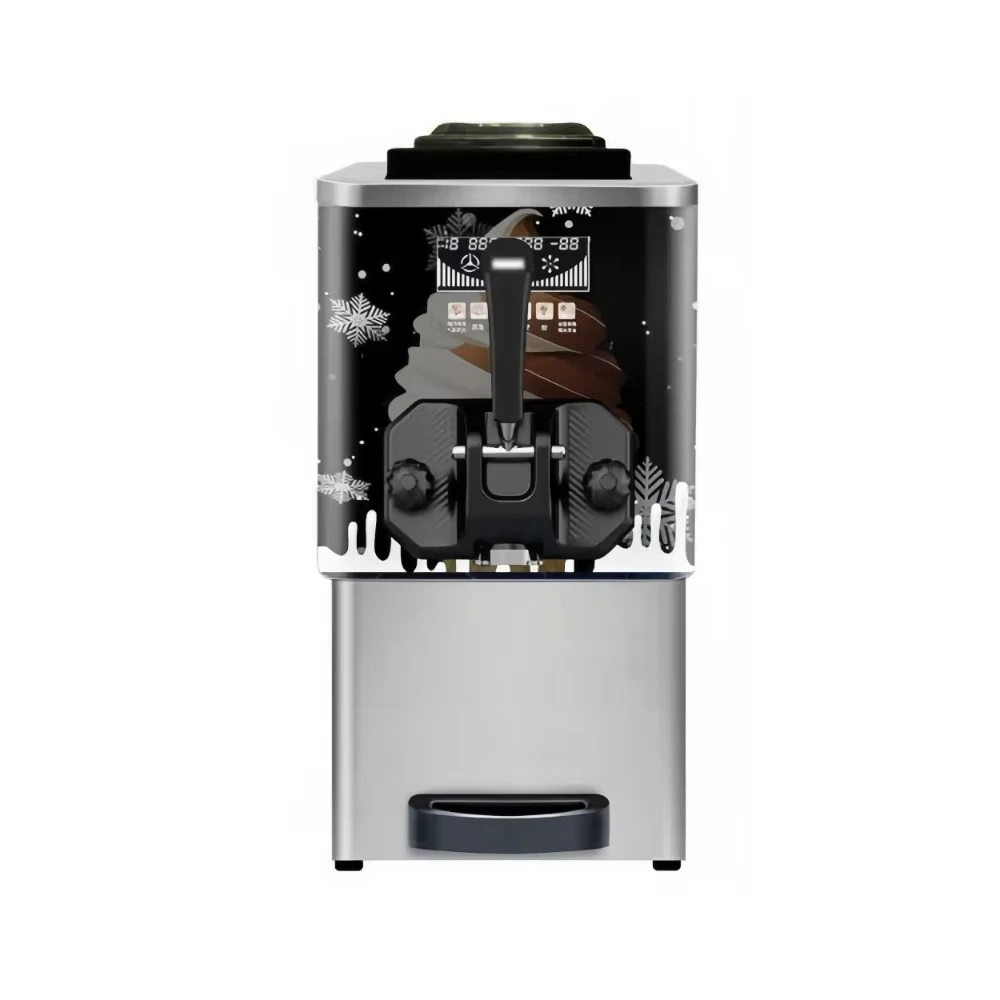 Stainless steel low-noise 600-watt mini ice cream maker with pre-cooling function, desktop type, 220V