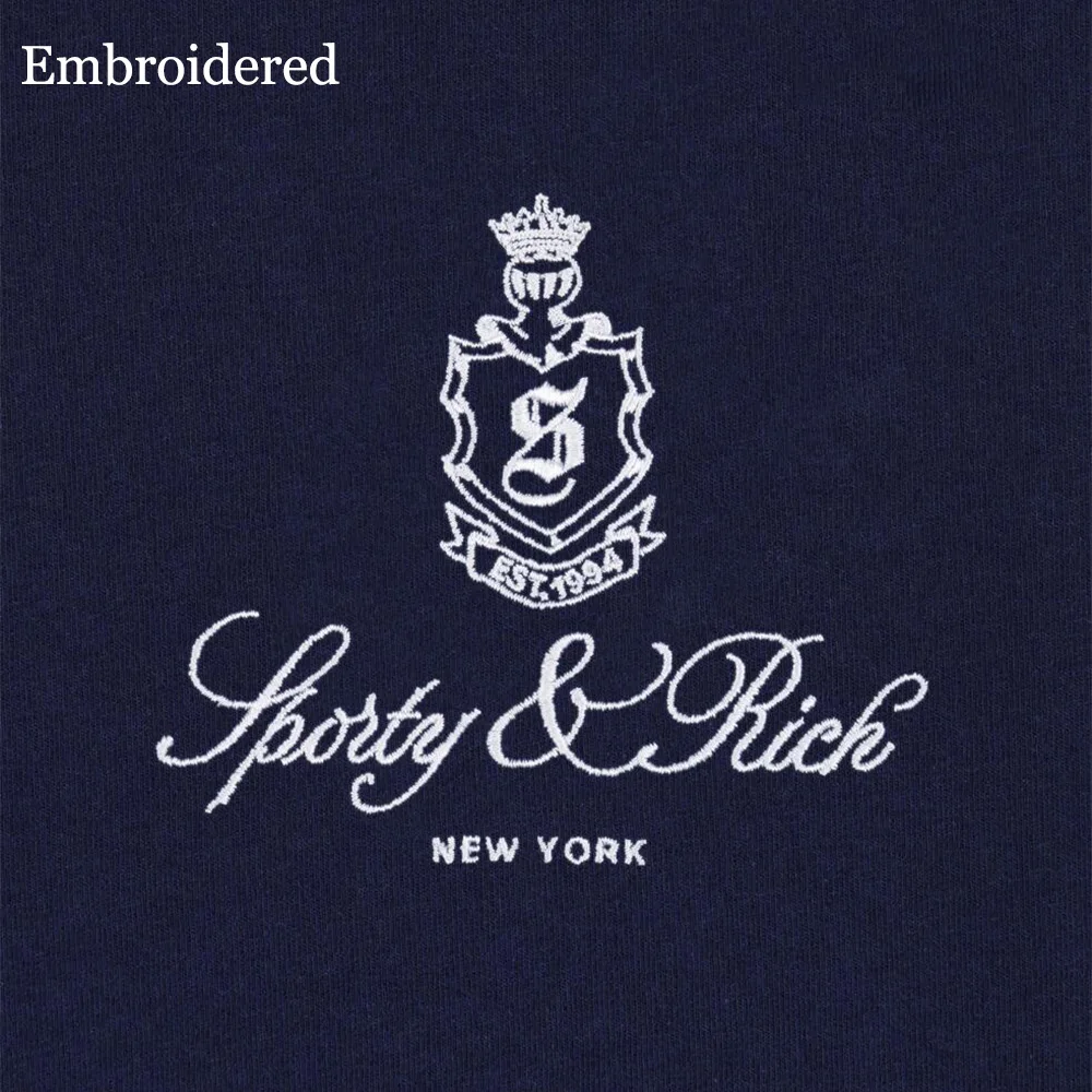 خريف جديد وصول خمر للجنسين الرياضة نادي المطرزة البلوز البحرية كبيرة الحجم القطن Crewneck البلوز الشارع موضة لاعبا