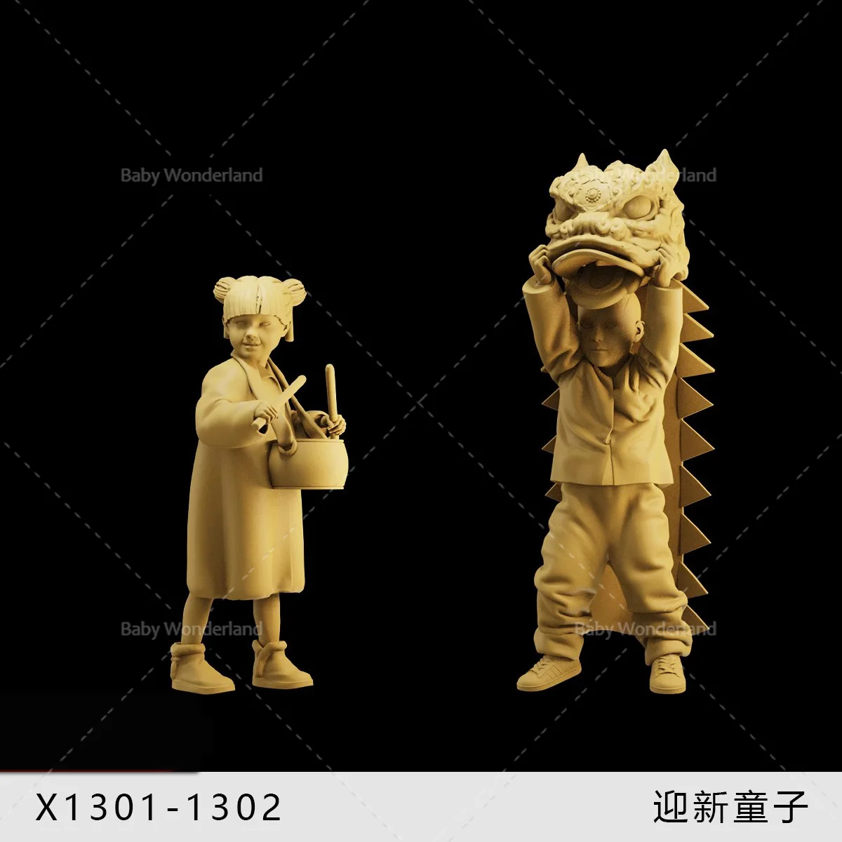 

In Stock 1/64 1/43 1/35 New Year's Performance Drum Girl Lion Dance Boy Figures Unpainted Model Creative Scene Vehicle Toys