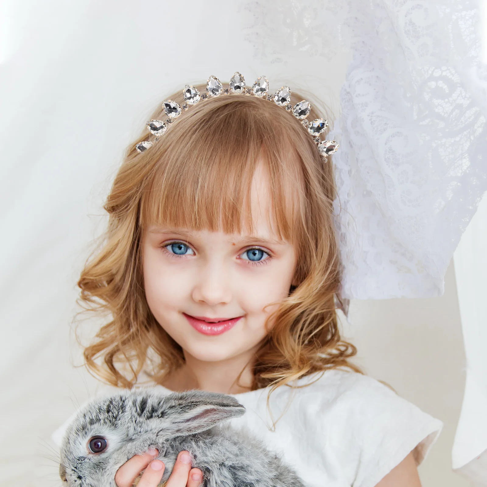 Ikat Kepala Berlian Imitasi Wanita Ikat Rambut Kristal Aksesori Hiasan Kepala Pesta Berkilau Desain Menarik Ikat Rambut Anak Perempuan