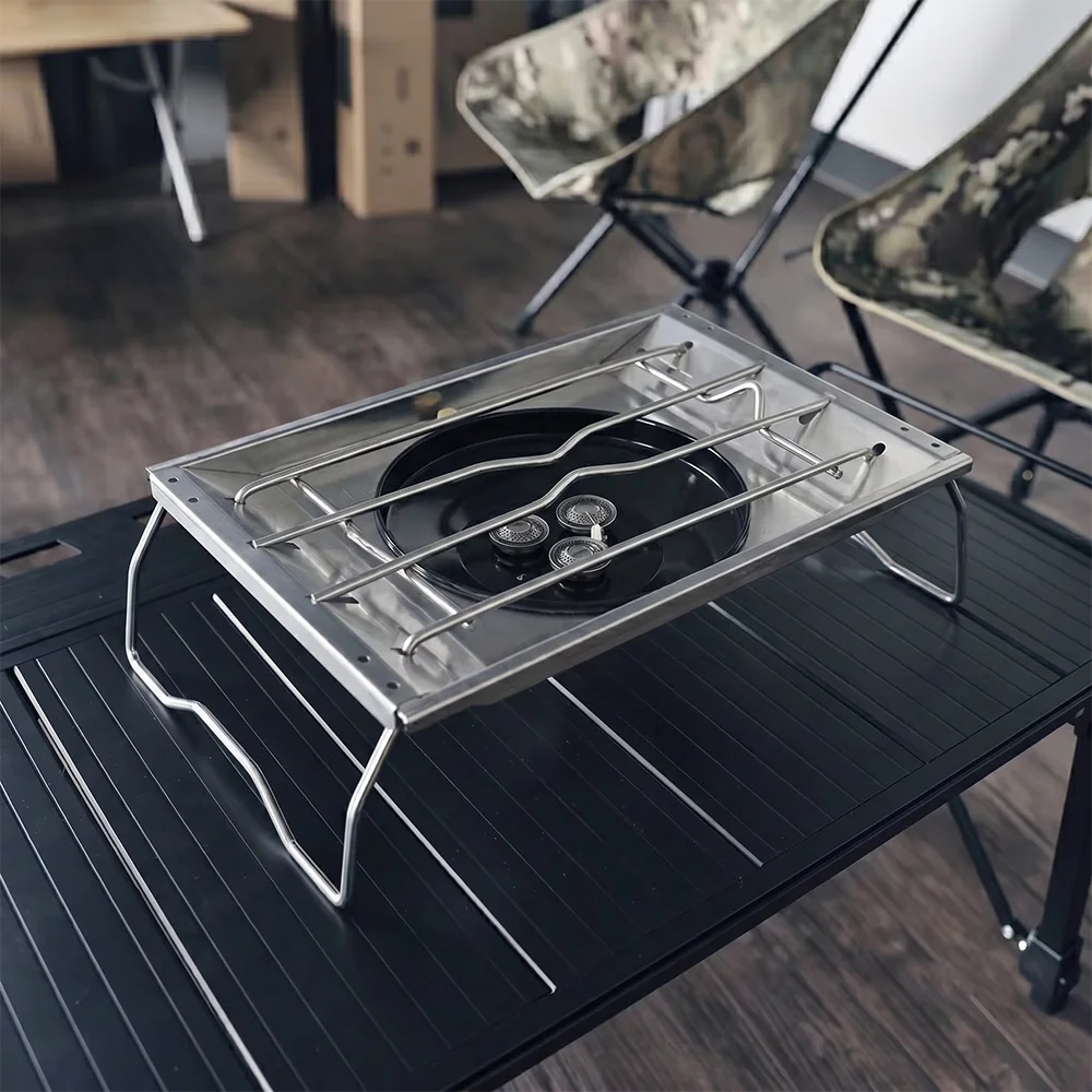 Pandatour IGT Folding Brazier Grill Sinking Desktop Stove Gas Burner Outdoor High Power Stainless Steel Burner Stove Cooking
