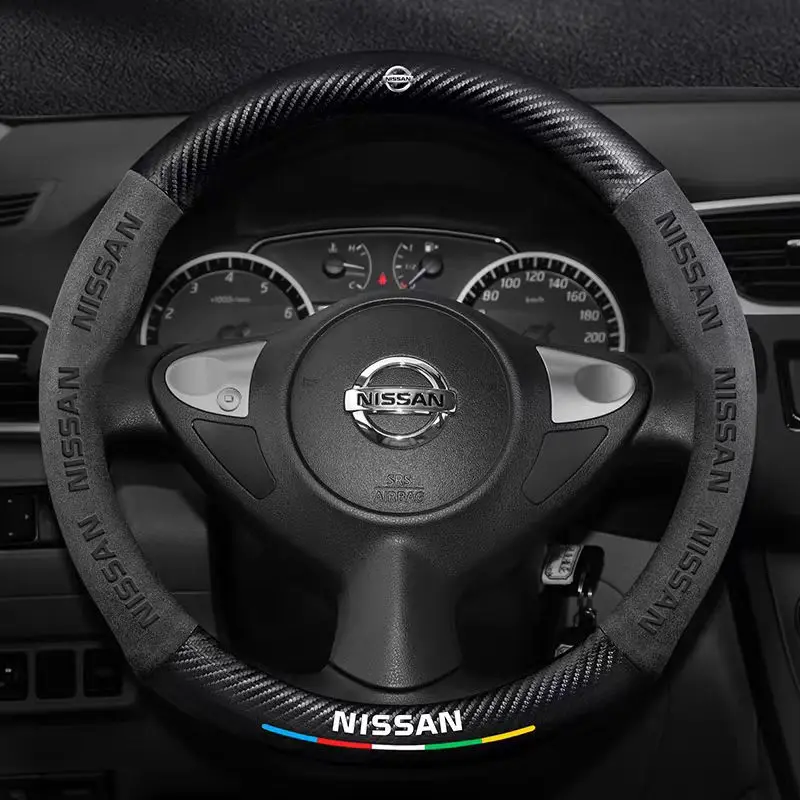 Protector para volante en relieve 3D de gamuza para coche, para Nissan x-trail Qashqai Sentra Serena Tiida Teana Juke Leaf Micra note altima