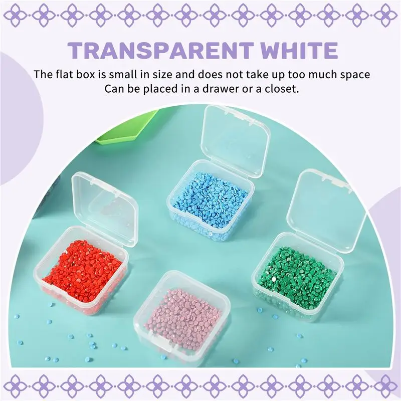 AA81-16 Pack Clear Plastic Beads Storage Containers Box With Hinged Lid For Small Items, Diamond, Beads (2.2X2.2X0.79In)