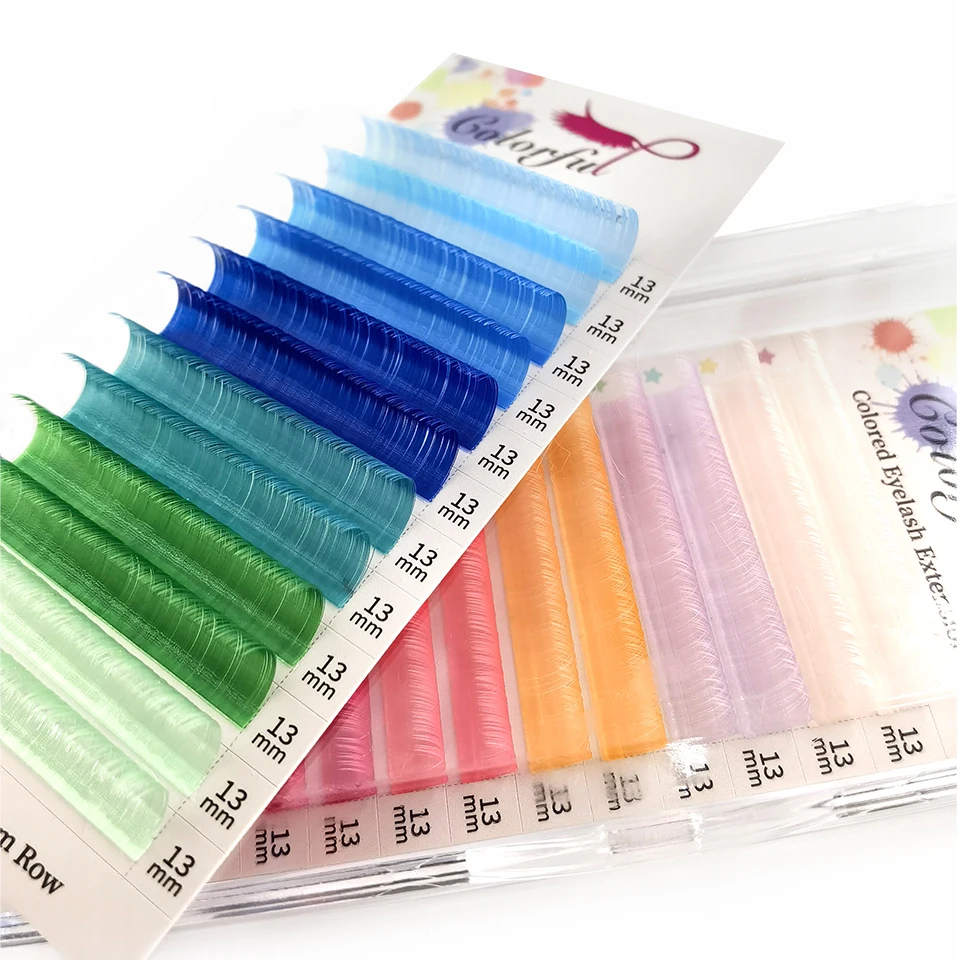 Mix Color Individual Eyelash Extensions Ombre Rainbow Colorful Faux Mink Lash Pink Green Blue White Purple False Eyelash Makeup