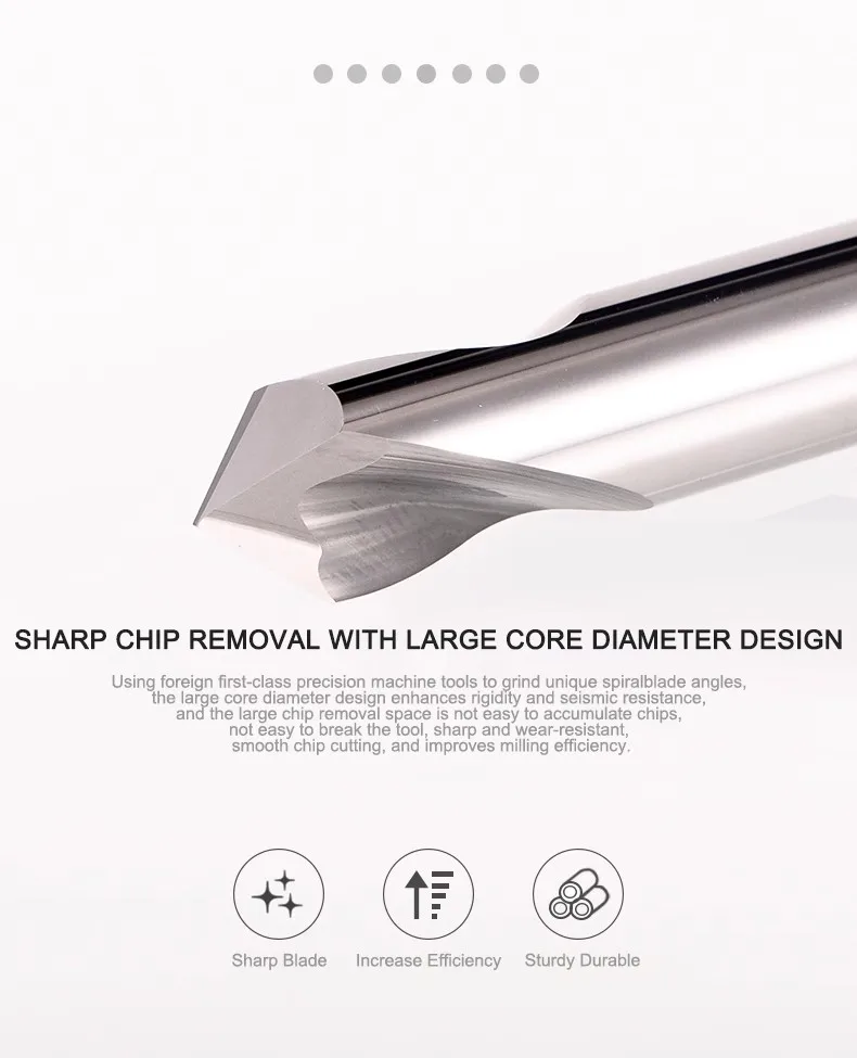 AZZKOR HRC58 2-Schneiden-Wolframstahl-Hartmetall-Fräser für Aluminiumlegierungen, CNC-Mechanische Bearbeitung, Abschrägungswerkzeuge – Detail 2