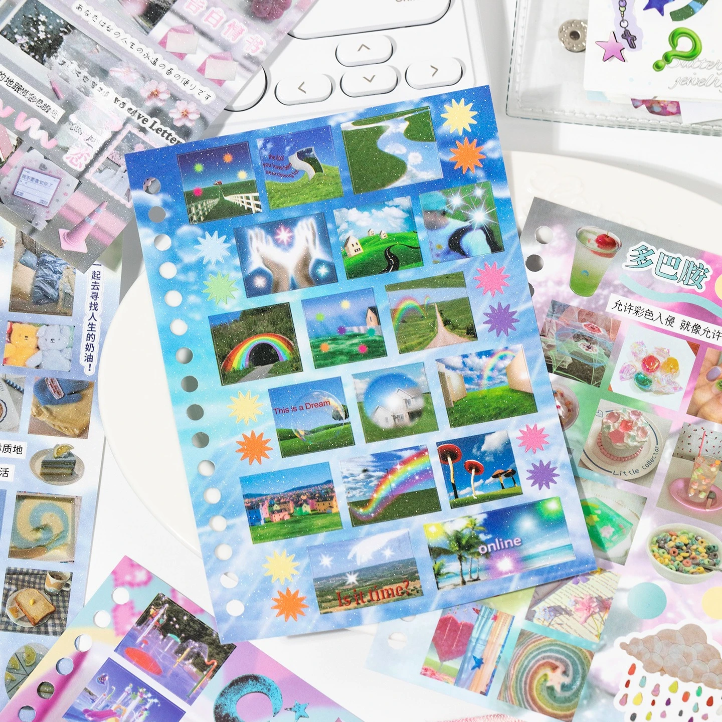 30pcs/book Cut Film Coil Sticker Book Y2K DIY Photo Frame Scrapbook Notebook Handbook Material Decoration Stickers Stationery
