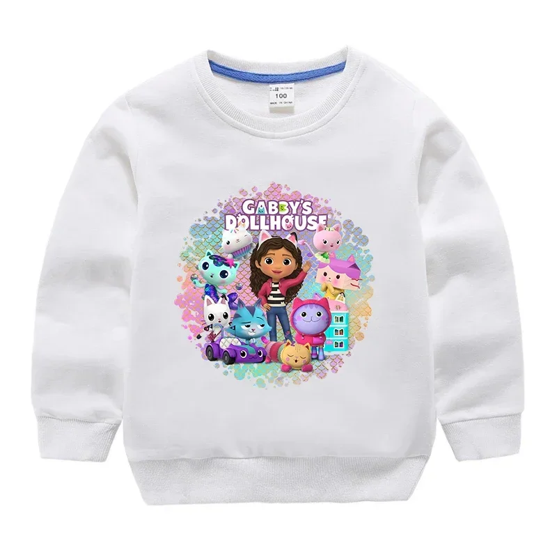 Gabby Dollhouses Children Fashion Casual Sweatshirt Autumn Kids Anime Printed Top Girls Cartoon Cute Long Sleeve Clothing Gifts