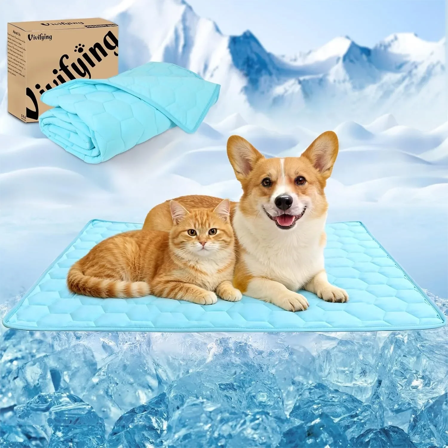 

Cooling Blanket for Dogs, Waterproof Reversible Pet Cooling Mat, Soft Throw for Couch Bed Crate Car Seat, Breathable Summer Cat