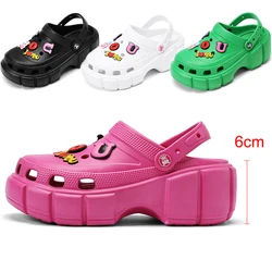 Summer Women Slippers 6cm Platform Sandals Outdoor Clogs Street Beach Slippers Massage Indoor Home Bathroom Slides Flip Flops 43