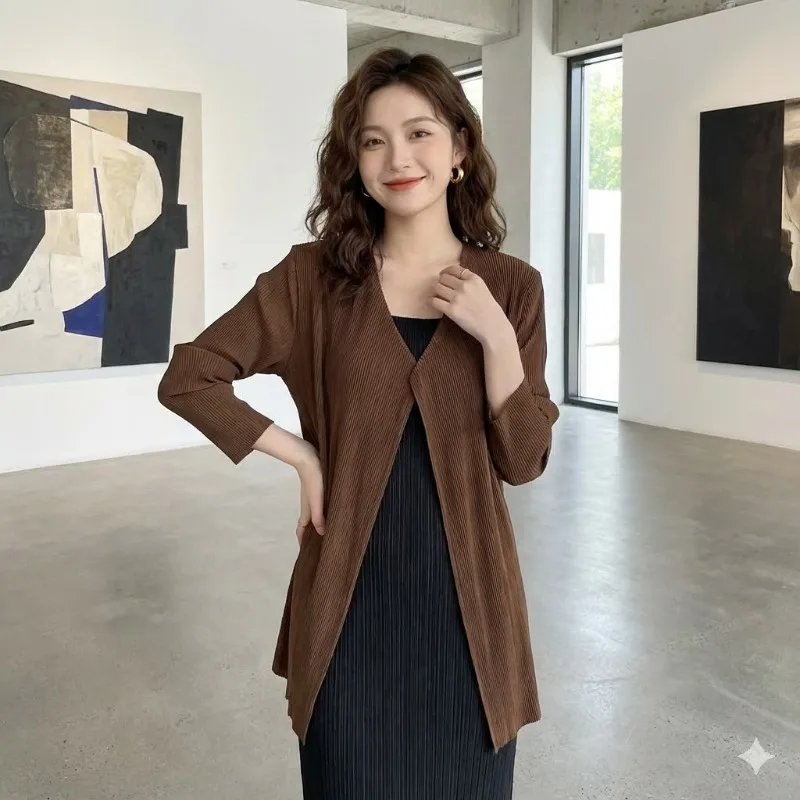 

Miyake Pleated Plisse Jacket 2026 Spring New High-end Pleats Tops Casual Versatile Super Soft Comfortable Cardigan Jacket