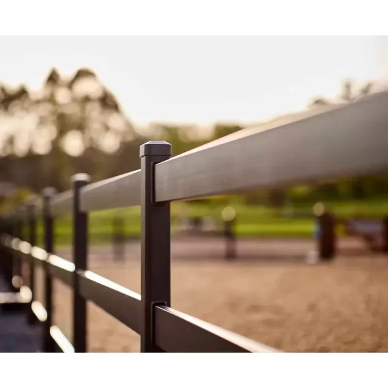 Black Powder Coated Steel Horse Fence Rail, Anti-Catch Equine Barrier for Ranch & Paddock