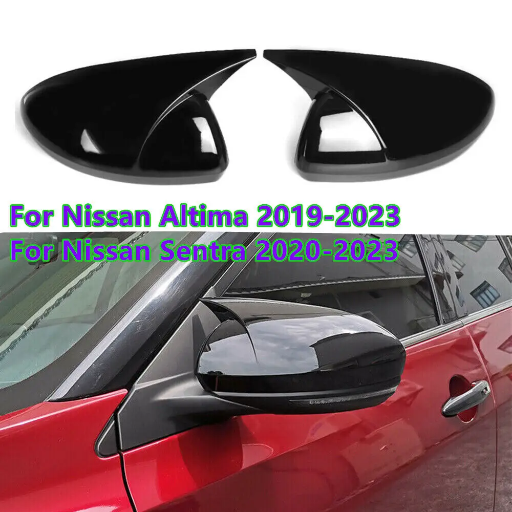 

2X Sentra Glossy Black Side Mirror Cover Cap FOR Nissan 2019-23 Altima 2020-2023