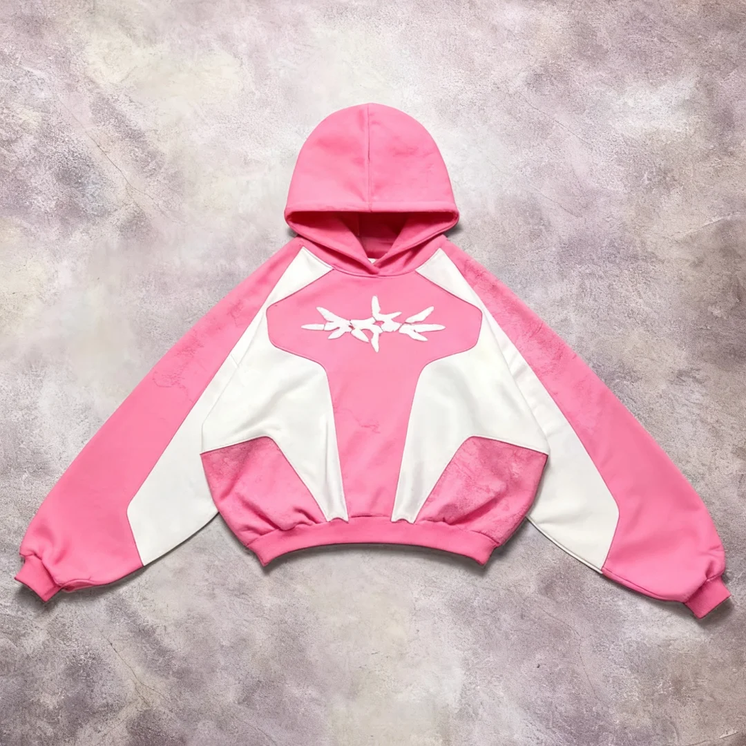 Bluza z kapturem Y2K z haftem, luźny krój, zapinana na zamek, geometryczny wzór, męska odzież sportowa, gotycki styl uliczny, bardzo duży rozmiar dla kobiet