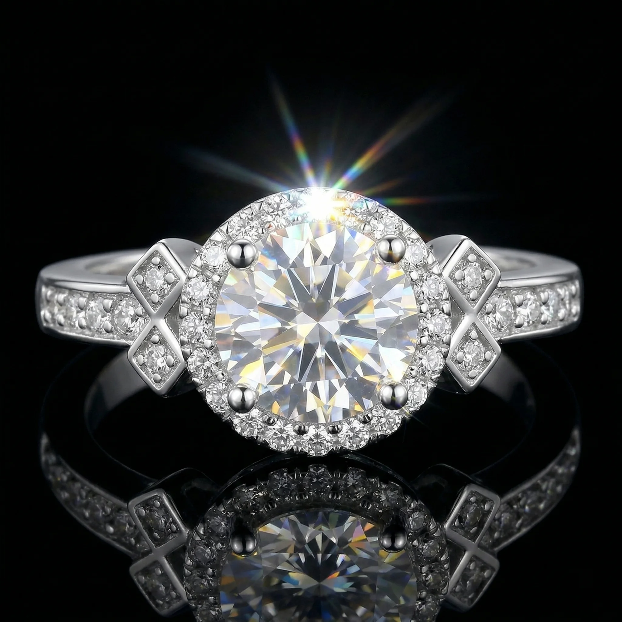 

Moissanite Ring, 925 Sterling Silver, D Color VVS1, 1 Carat, Couple Ring, Light Luxury Engagement Ring, With Certificate