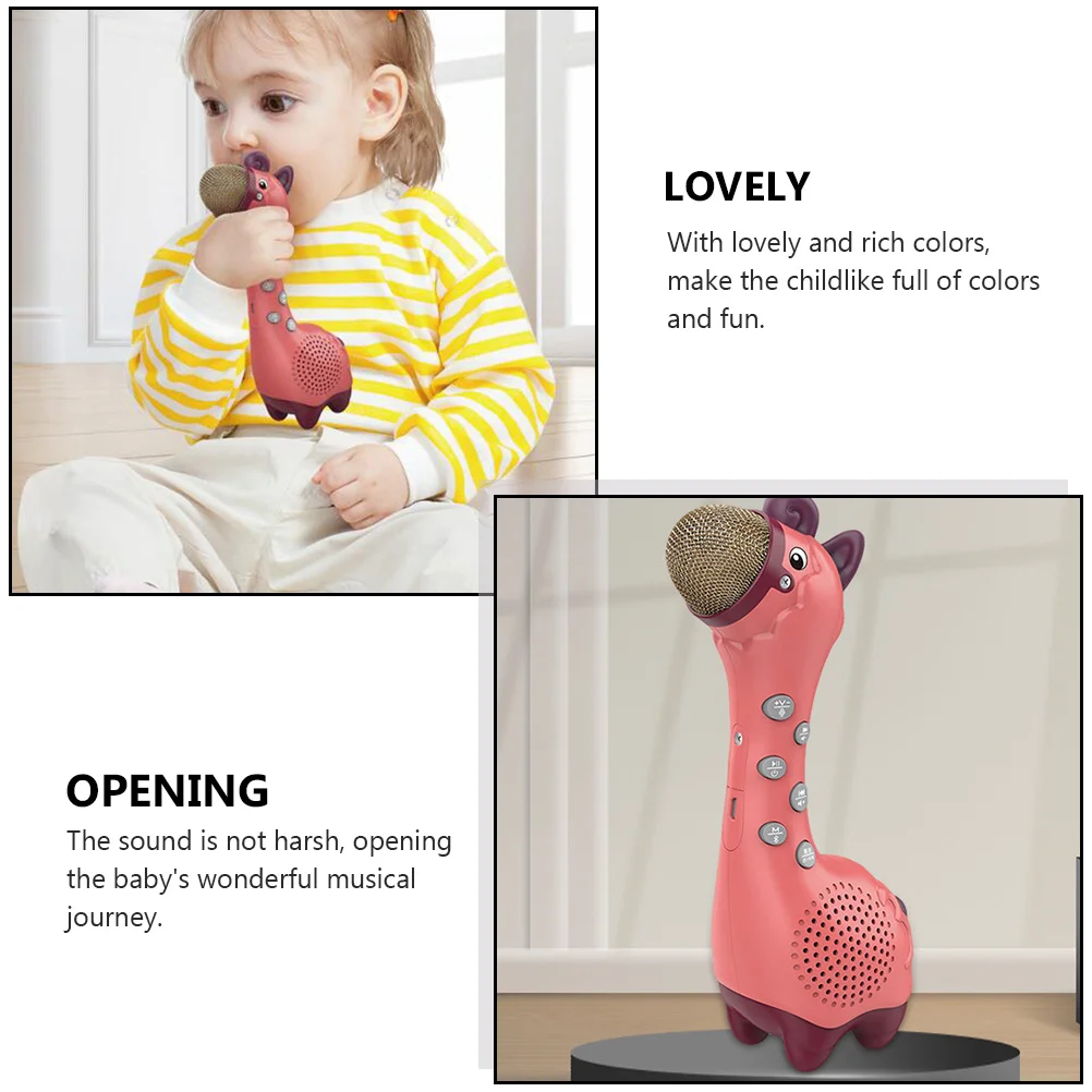 1 قطعة ميكروفون الإبداعية الزرافة شكل الأطفال الموسيقية اللعب التعليمية الغناء آلة الكاريوكي #1