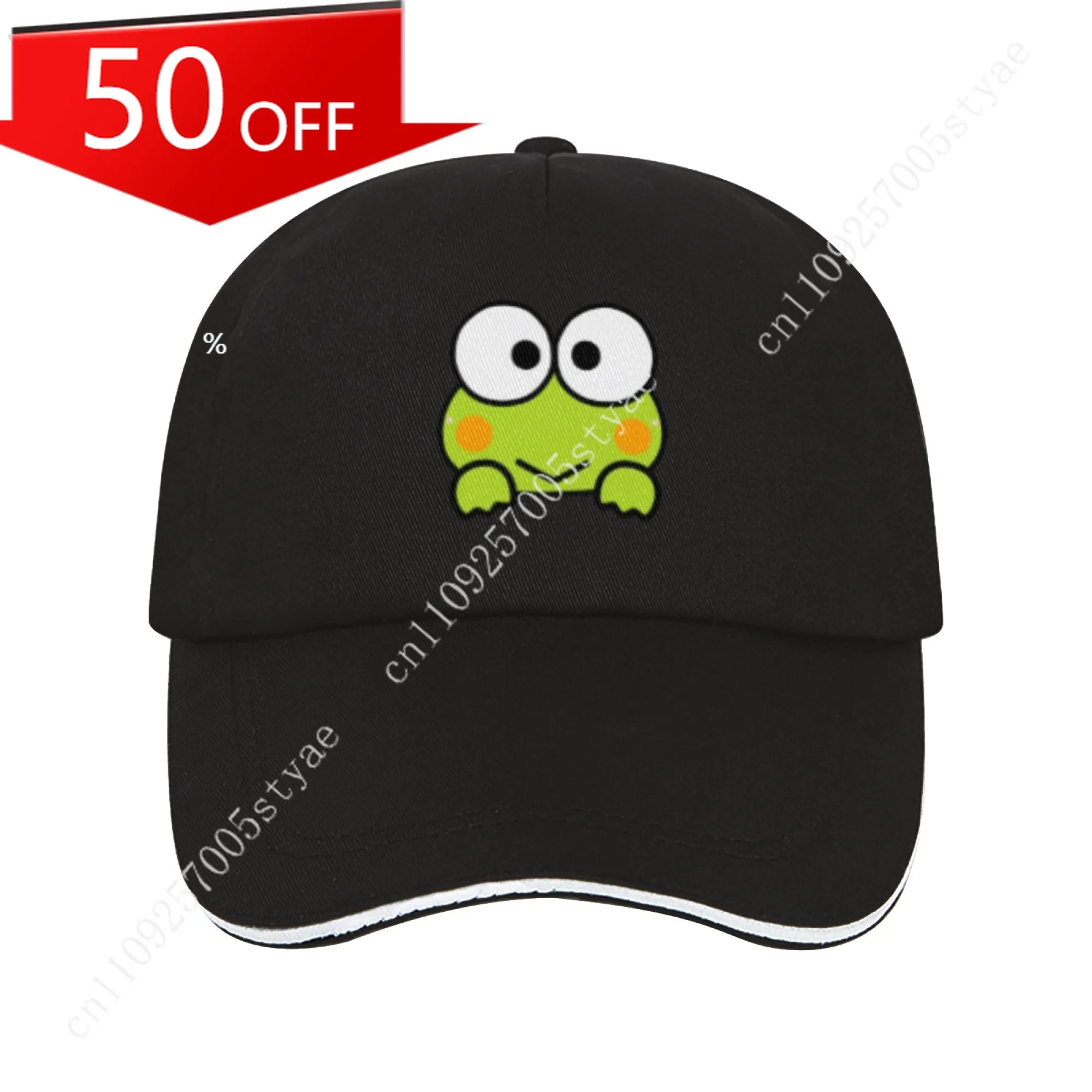 

Бейсболка Sanrio Big Eye Frog для мужчин и женщин, модная, регулируемая, для активного отдыха, с козырьком - идеально подходит для уличного стиля.