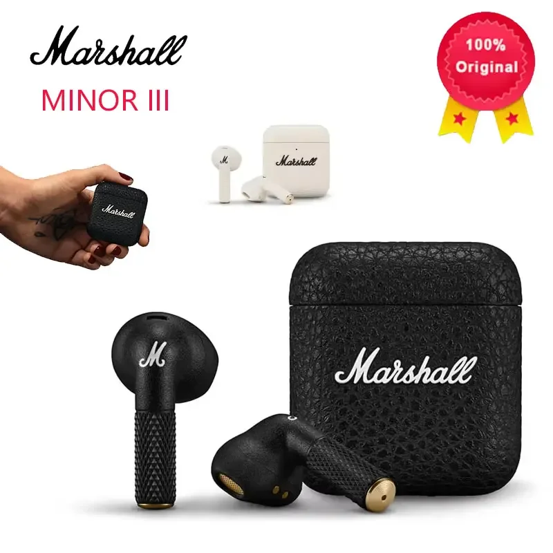 Marshall MINOR III True Wireless Bluetooth Earphones Long Range Outdoor Festival Gift TWS Earphones Black Active Noise Reduction