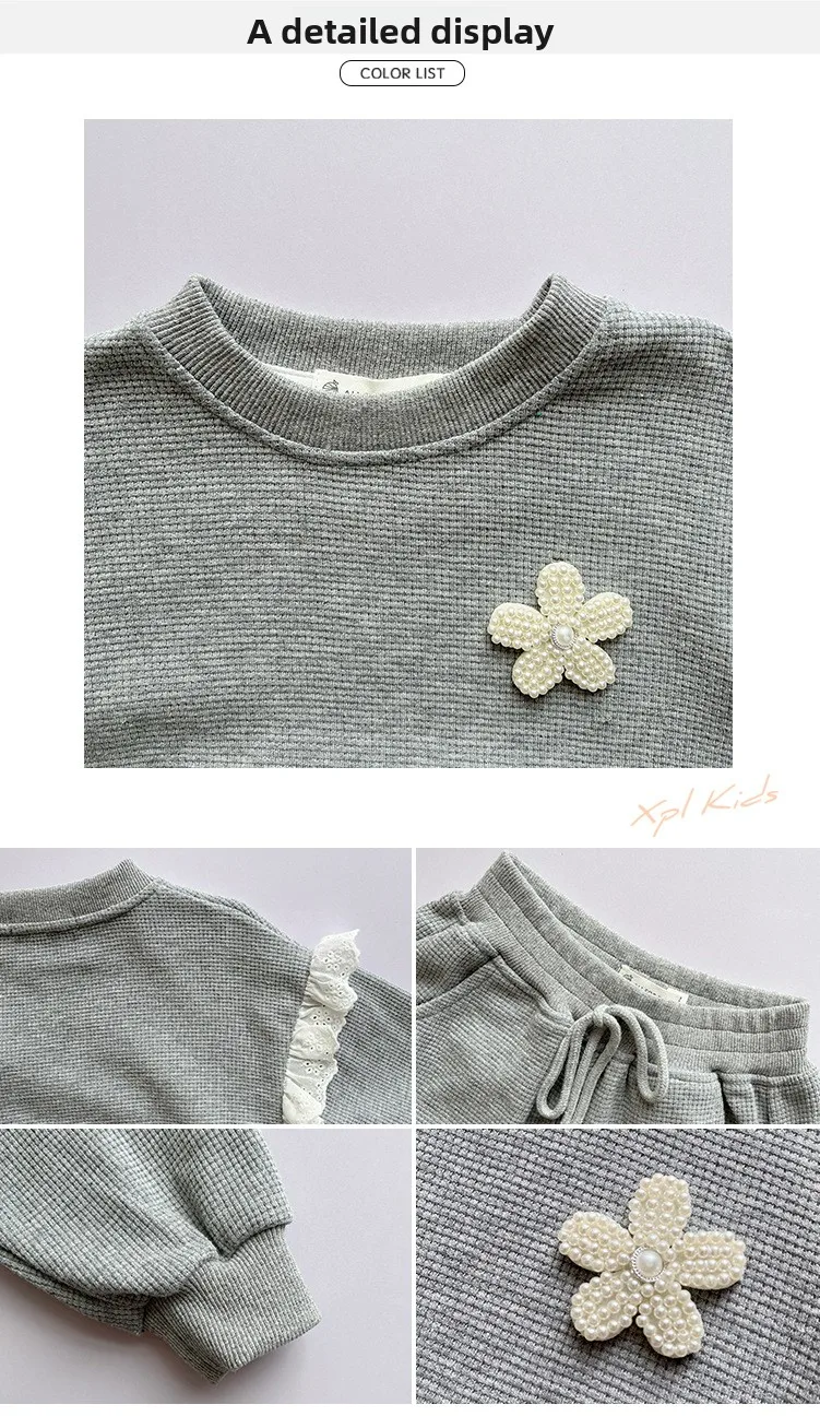 Koreanisches Herbst-Set für Mädchen: Süßes Langarm-Oberteil + Hose, Lässiges Sportliches Vielseitiges Trendiges Zweiteiler-Set für Kinder – Detail 3